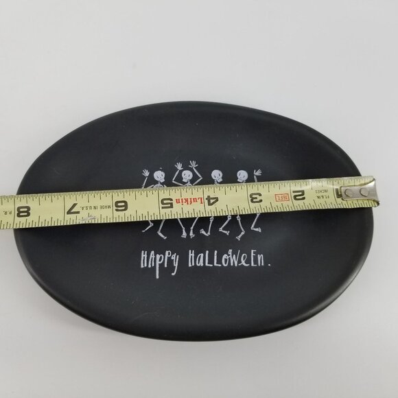 Rae Dunn Magenta Happy Halloween Dancing Skeletons Oval Plate Dish Black Small - Picture 7 of 9